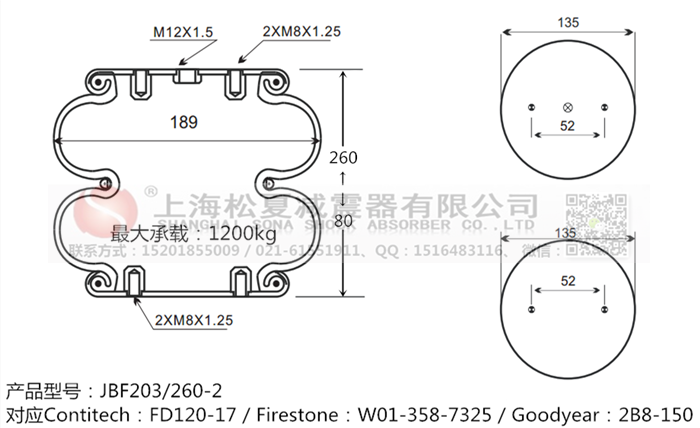 JBF203/260-2橡膠<a href='http://watch-mini.cn/' target='_blank'><u>空氣彈簧</u></a>
